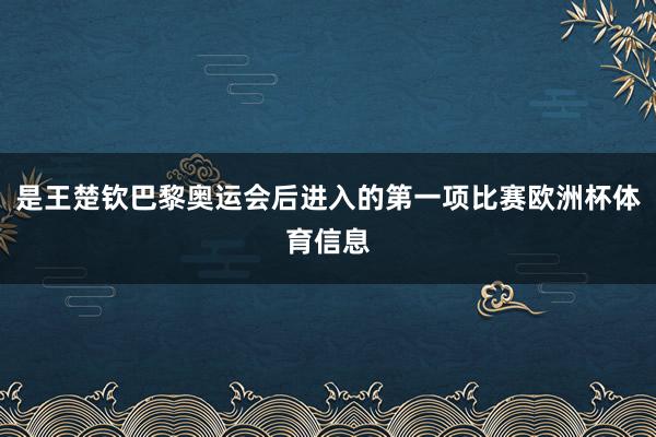 是王楚钦巴黎奥运会后进入的第一项比赛欧洲杯体育信息