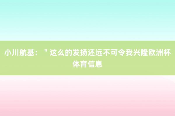 小川航基：＂这么的发扬还远不可令我兴隆欧洲杯体育信息