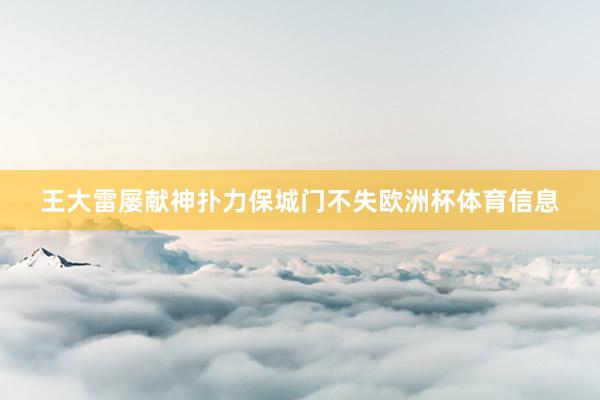 王大雷屡献神扑力保城门不失欧洲杯体育信息
