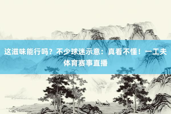 这滋味能行吗？不少球迷示意：真看不懂！一工夫体育赛事直播