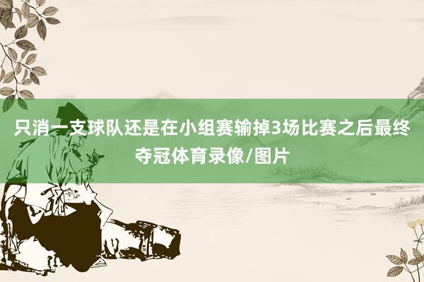只消一支球队还是在小组赛输掉3场比赛之后最终夺冠体育录像/图片