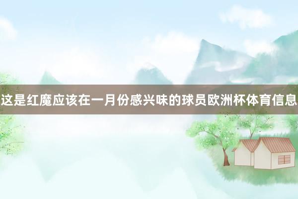 这是红魔应该在一月份感兴味的球员欧洲杯体育信息