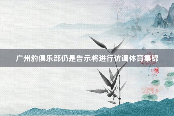 广州豹俱乐部仍是告示将进行访谒体育集锦