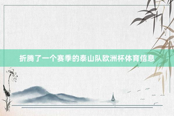 折腾了一个赛季的泰山队欧洲杯体育信息