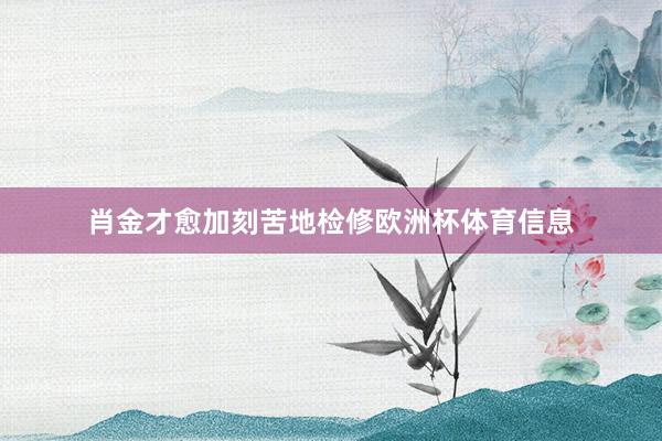 肖金才愈加刻苦地检修欧洲杯体育信息