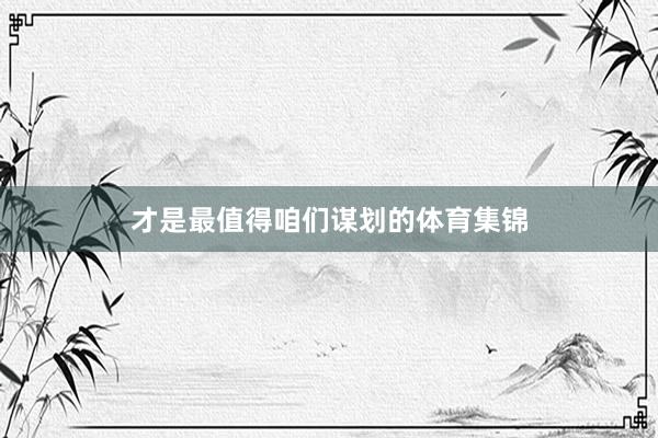 才是最值得咱们谋划的体育集锦