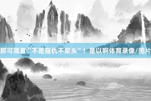 那可简直“不是寇仇不聚头”！是以啊体育录像/图片