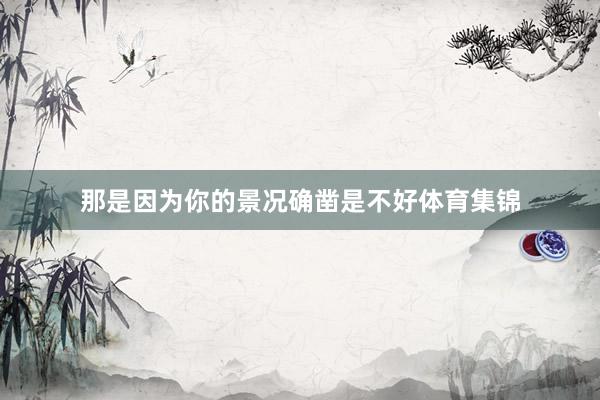 那是因为你的景况确凿是不好体育集锦