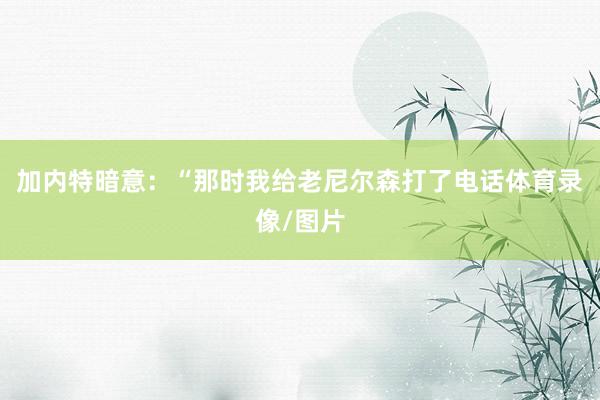 加内特暗意：“那时我给老尼尔森打了电话体育录像/图片