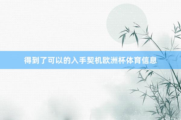 得到了可以的入手契机欧洲杯体育信息