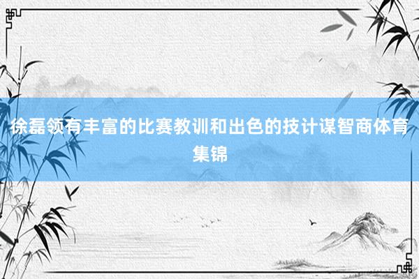 徐磊领有丰富的比赛教训和出色的技计谋智商体育集锦