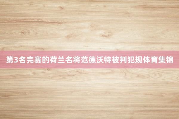 第3名完赛的荷兰名将范德沃特被判犯规体育集锦