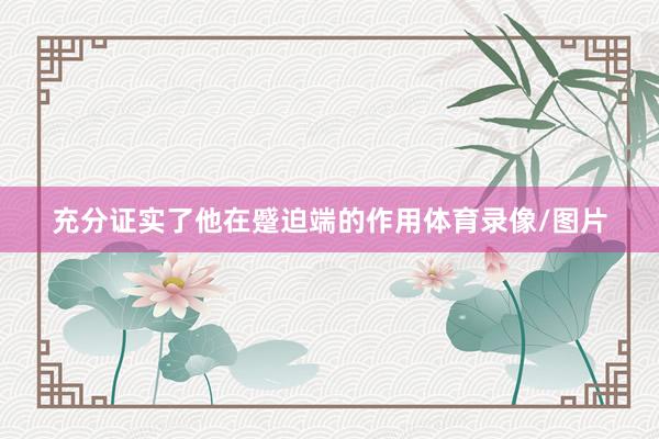 充分证实了他在蹙迫端的作用体育录像/图片