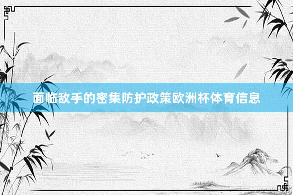 面临敌手的密集防护政策欧洲杯体育信息