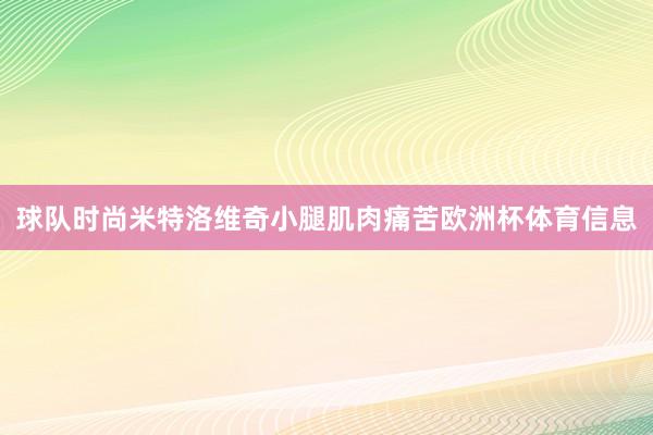 球队时尚米特洛维奇小腿肌肉痛苦欧洲杯体育信息