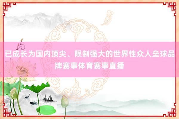 已成长为国内顶尖、限制强大的世界性众人垒球品牌赛事体育赛事直播