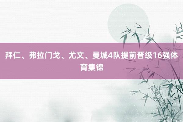 拜仁、弗拉门戈、尤文、曼城4队提前晋级16强体育集锦
