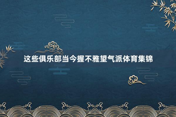 这些俱乐部当今握不雅望气派体育集锦