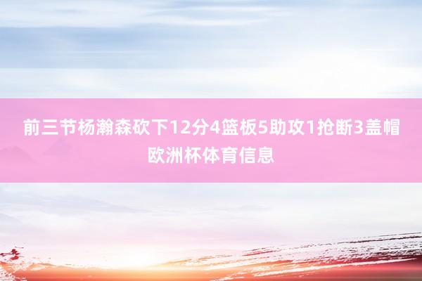 前三节杨瀚森砍下12分4篮板5助攻1抢断3盖帽欧洲杯体育信息