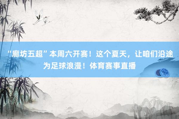 “廊坊五超”本周六开赛！这个夏天，让咱们沿途为足球浪漫！体育赛事直播