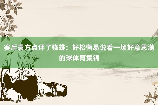 赛后袁方点评了骁雄：好松懈易说看一场好意思满的球体育集锦