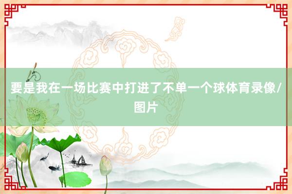 要是我在一场比赛中打进了不单一个球体育录像/图片