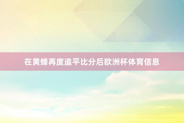 在黄蜂再度追平比分后欧洲杯体育信息